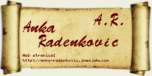 Anka Radenković vizit kartica